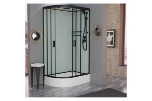 Душевая кабина Frank 120х80 правая черная стекло прозрачное - 2