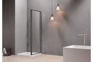 AQ ARI WA 10020BL Неподвижная душевая стенка 1000x2000, для комбинации с дверью, профиль черный, стекло прозрачное - 2
