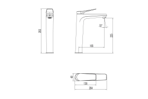 Смеситель Lemark Bronx LM3709GM для умывальника высокий, монолитный, графит - 3
