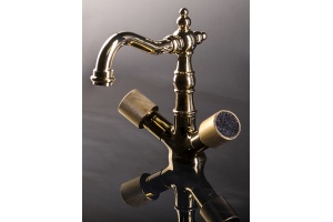 Смеситель для раковины Boheme Royal Cristal бронза с черными кристаллами Preciosa - 2