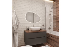 Зеркало STWORKI Скаген 92 с подсветкой, белое, инфракрасное управление, овальное - 2