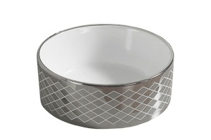 Раковина накладная CeramaLux NC 41 см белая/серебро (7078ASP)