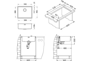 Мойка кухонная Alveus Kombino Monarch 50 антрацит, встраиваемая сверху - 3