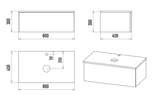 Тумба с раковиной Misty Ива 80 серая - светлое дерево - 3