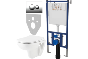 Комплект Унитаз подвесной Seramiksan Petite A101002H с микролифтом + Система инсталляции для унитазов DIWO 4501 + Кнопка смыва DIWO 7312 хром