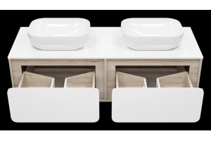 Тумба под раковину Misty Дубль 150 светлое дерево - белая - 2