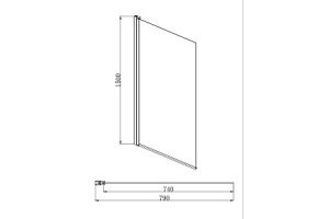 AQ DEL SBA 08015CH Шторка на ванну, одноэлементная, поворотная 800X1500 профиль хром, стекло прозрачное - 3