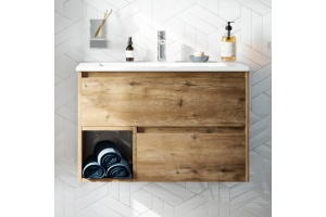 Тумба с раковиной STWORKI Карлстад 75 дуб рустикальный