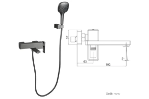 Смеситель для ванны Gappo оружейная сталь - 3