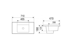 Раковина встраиваемая Weltwasser WW DEILBACH 7506- 70 MT- BL 71 матовый черный (10000005564) - 2