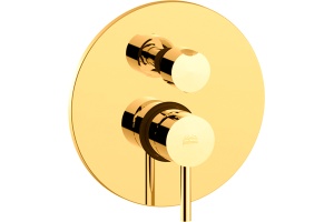 Смеситель Paffoni Light LIG018HGSP с ВНУТРЕННЕЙ ЧАСТЬЮ, для ванны с душем, золото медовое брашированное