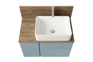 Тумба с раковиной Mila 50 и столешницей Aquaton Мишель 80 светлое дерево-голубой - 2