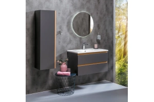 Шкаф-пенал Armadi Art Capolda 35 черный - светлое дерево - 3