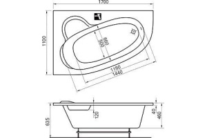 Акриловая ванна Ravak Asymmetric 170x110 см (C481000000) - 2