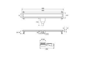 Душевой лоток Excellent Stilio 90 под облицовку плиткой золото - 3