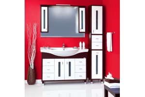 Зеркало-шкаф Бриклаер Бали 120 венге, белый глянец - 2