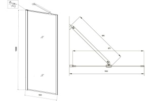 Шторка на ванну Veconi Palau PL-85B 90 см, профиль черный - 3