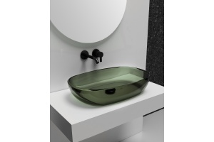 Раковина накладная прозрачная ABBER Kristall AT2805Vesuvian оливковая - 2