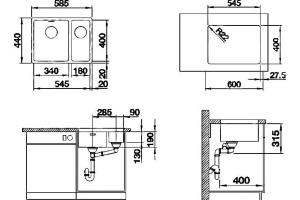 Мойка кухонная Blanco Andano340/180-U левая - 2