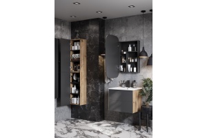 Шкаф подвесной Aquaton Сохо 35 серый-светлое дерево - 3