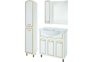 Зеркало-шкаф Bellezza Амелия 80 L, белое, патина золото - 2