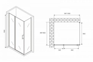 Душевой уголок Abber Sonnenstrand 100х90 черный, матовый (AG04100BS-S90B) - 3