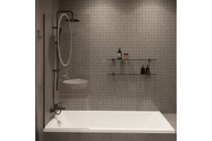 Шторка на ванну DIWO Ростов 4GW011 неподвижная, 60x150, черная матовая