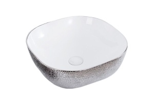 Раковина накладная CeramaLux NC 42 см белый/серебро (D1301H021)