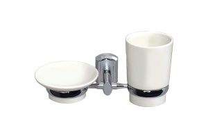 Стакан для зубных щеток и мыльница Wasserkraft хром - белый