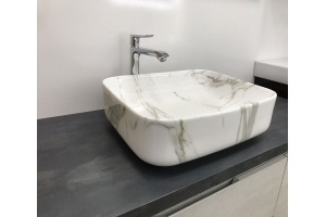 Раковина накладная CeramaLux MNC 50 см под камень/белый, серый (190)