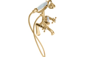 Ванна из искусственного камня Фэма Салерно 2 белая, ножки бронза, со смесителем - 2