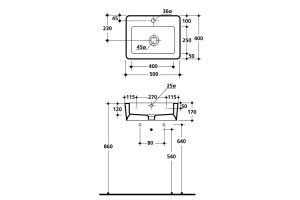 Kerasan Ego раковина 50х40 с 1 отверстием под смеситель, цвет белый - 2