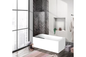 Шторка на ванну BelBagno Uno 90х150 профиль черный матовый стекло прозрачное - 2