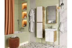 Комплект мебели Aquaton Сканди Doors 45 белый - светлое дерево