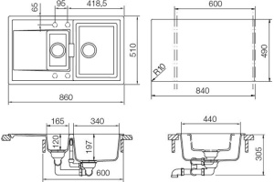 Мойка  Eton 60 D  Cristadur поларис - 2