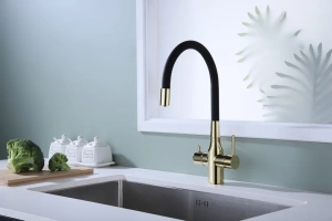 Смеситель для кухни Paulmark Salix с гибким изливом золото - черный матовый - 2
