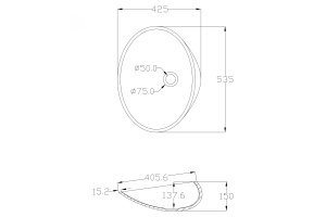 Раковина накладная ABBER Stein AS2616 белая матовая - 2