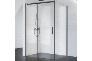 Душевой уголок BelBagno Acqua 130х90 профиль черный стекло прозрачное