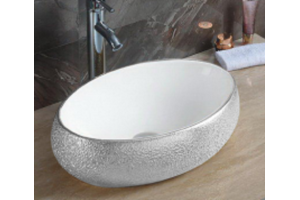 Раковина накладная CeramaLux NC 49 см белый/серебро (433SS)