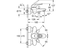 Смеситель Grohe Eurostyle New 33591003 для ванны с душем - 3