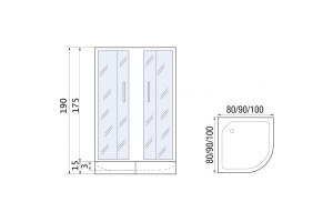 Душевое ограждение с поддоном River Don light 90/15 MT (10000008313) - 2