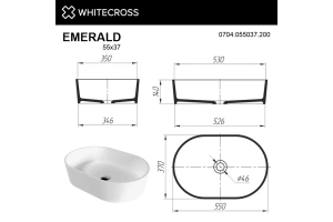 Раковина накладная Whitecross Emerald 55х37 белая матовая - 3