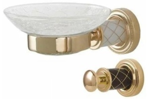 Мыльница настенная Boheme Murano золото с коричневым