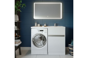 Тумба с раковиной Aquaton Лондри 60/Раковина Лондри 120 левая, бел.