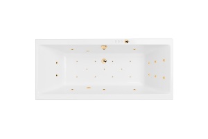 Акриловая ванна Excellent Pryzmat Slim 180x80 белая золото с гидромассажем