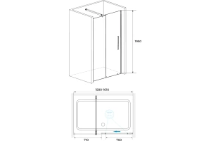 Душевая дверь RGW Tornado 160х195 профиль черный стекло прозрачное - 2