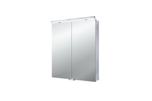 EMCO Flat Зеркальный шкаф 600 мм., LED-подсветка, 2 двери, 2 полки, розетка, без нижней подсветки