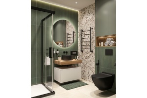 Столешница STWORKI Ольборг 80 дуб французский, без отверстий, с тумбой 80, с раковиной BOCCHI Vessel черной - 3