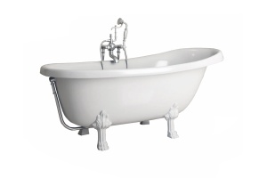 Ванна из искусственного камня Фэма Салерно белая, ножки хром