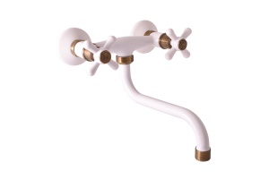 Смеситель для кухни Rav Slezak Morava retro белый - бронза